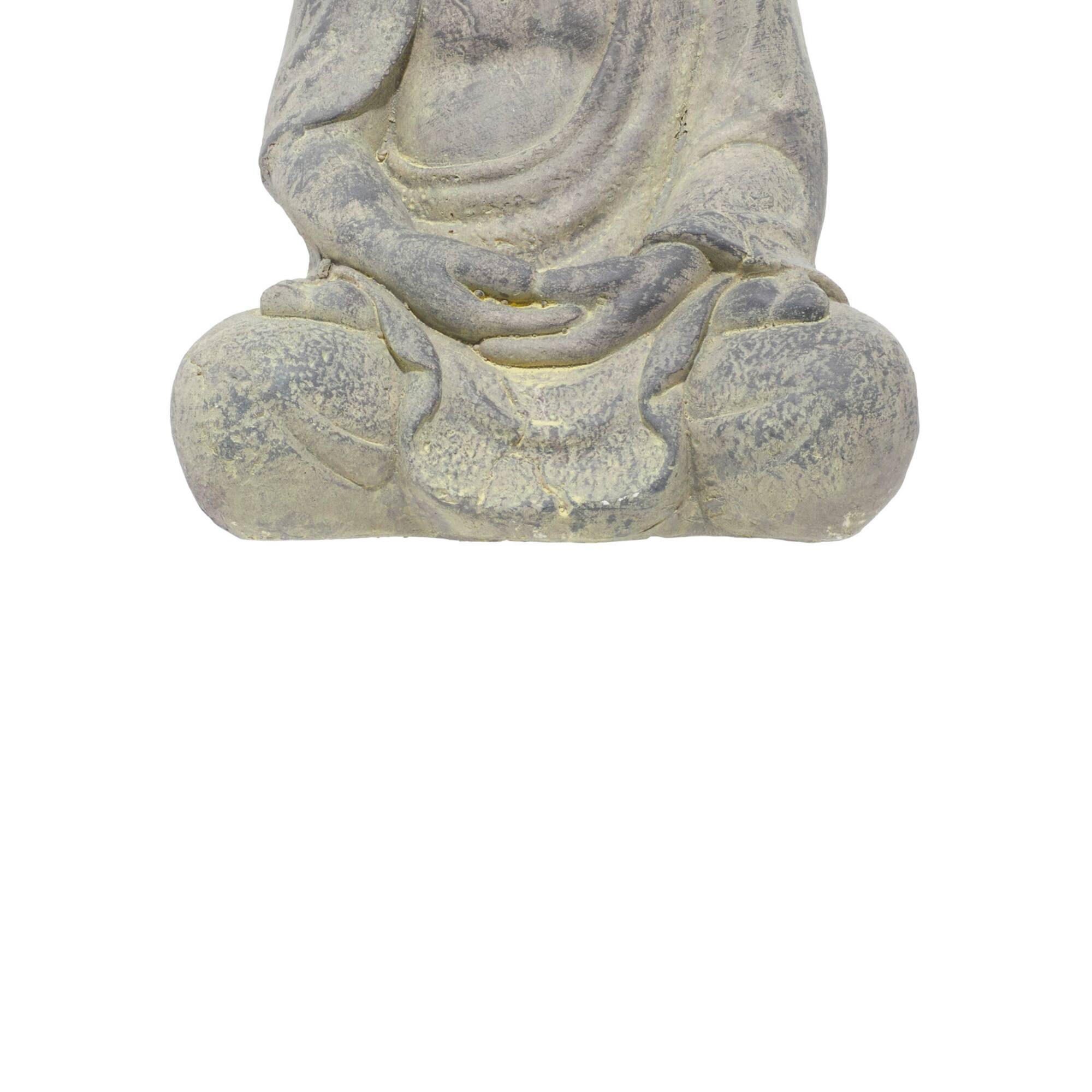 12" Tan Bohemian Ceramic Buddha Sculpture